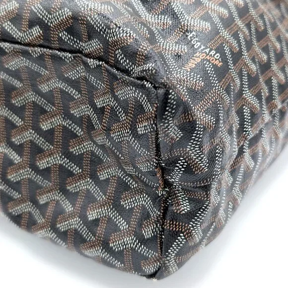 Goyard Goyardine Fidji Hobo Coated Canvas Black Leather Shoulder Bag - Picture 7 of 8